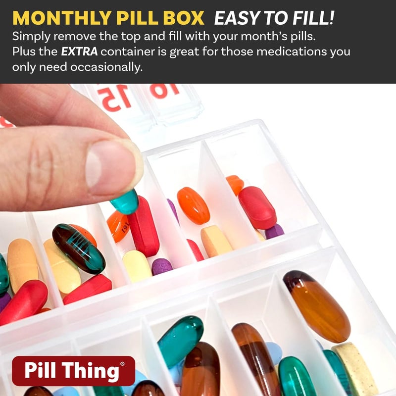 pill thing Twice-a-Day Monthly Large Pill Organizer Set - AM and PM Medication Organizer for the Entire Month. Set Contains 2 Organizers for 1 Month. (New STAY-TIGHT Lids) - Image 5